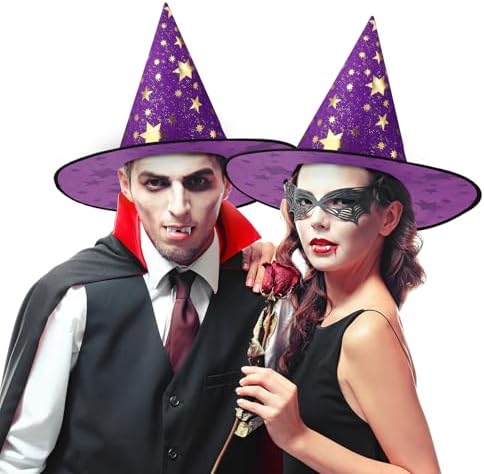 Newcotte 16 Pieces Witch Hats Halloween Costumes for Women Men Modern Witch Hats Fancy Dress Party Decorations