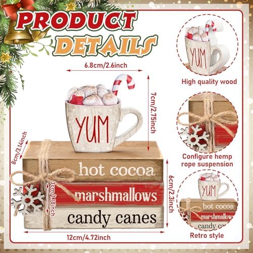 4 Pcs Christmas Table Decorations, Hot Cocoa Bar Wooden Signs