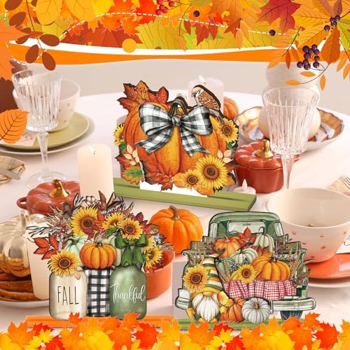 Yousoontic 6 Pcs Fall Thanksgiving Table Decor, Rustic, Light Orange