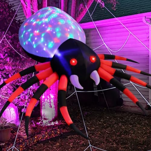 GOOSH 5 FT Halloween Inflatable Spider Outdoor Decoration with Magic Light Blow Up Yard Spider Inflatables Holiday Inflatables for Outdoor Yard Garden Lawn Decor