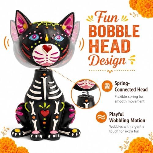 Day of The Dead Cat Figurines, Pet Ofrenda Decorations for Altar