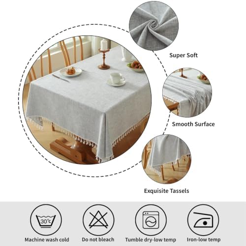 Deep Dream Tablecloths, Waterproof Table Cloth, Linens Wrinkle Free Anti-Fading, Rustic Table Cover Decoration for Kitchen Dinning Christmas (Rectangle/Oblong, 55''x86'',6-8 Seats, Solid Grey)