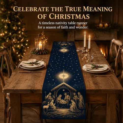 Christmas Decorations - Holy Night Nativity Table Runner