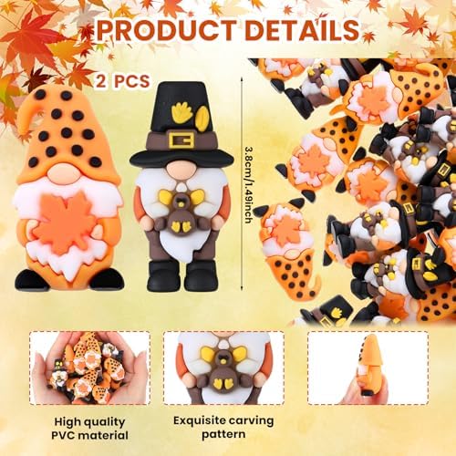 Lunmon 50 Pcs Mini Fall Gnomes Figures Decorations Bulks, 1.49 Inches