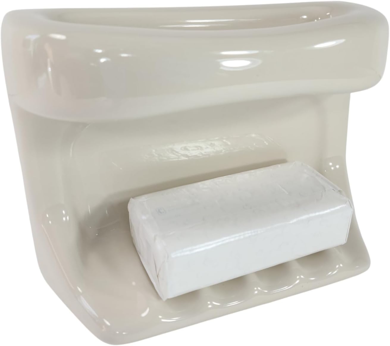 Bone Almond Ceramic Soap Dish Tray Cloth Bar Washcloth Holder Bath Shower Bathtub / Beige