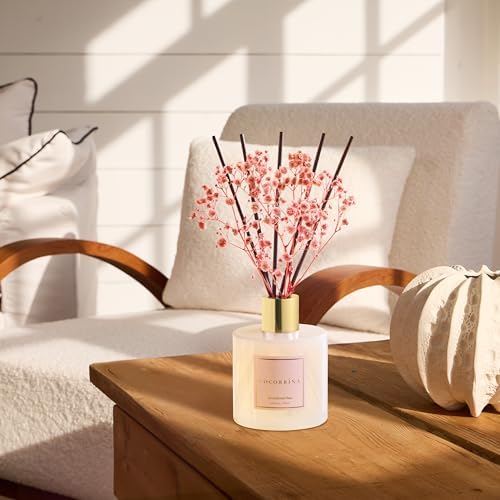 Cocorrína Premium Reed Diffuser Set with Preserved Baby's Breath & Cotton Stick Sandalwood Rose | 6.7oz Scent Fragrance