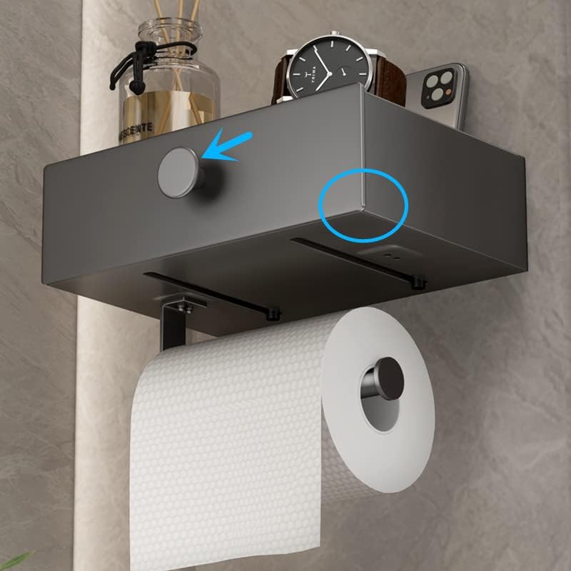 VOLDRA Toilet Paper Holder with Shelf Gray Wipes Dispenser for Bathroom Toilet Paper Holder with Storage Upgrade Drawer