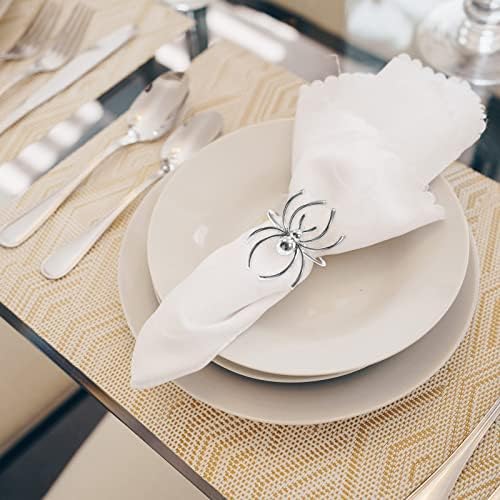 STOBOK Spider Napkin Rings Set of 6 for Home Kitchen Dining Room Table Napkin Rings Horror for Wedding Party Banquet Halloween (Silver)