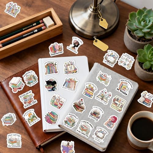100 Pcs Book Lover Reading Stickers Vintage Bookish Sticker