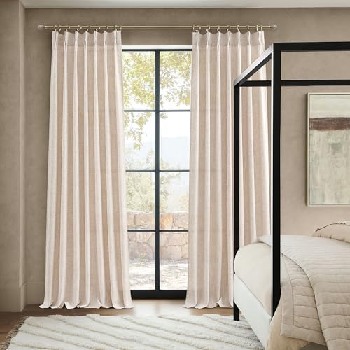 Unique Pinch Pleat Thick Linen Light Filtering 95 Inch Office Curtains