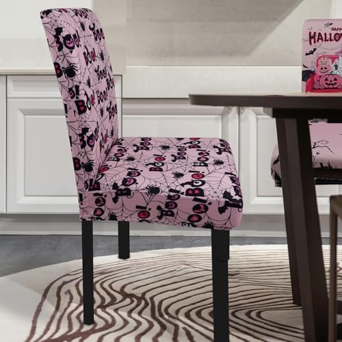 Halloween Chair Covers Set of 4 Ghost Dining Chair Covers for Party Kitchen Removable Seat Cover for Chairs Halloween Decorations Indoor