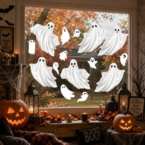 Halloween White Ghost Window Mirror Cling Decal Decoration Large 35.5''