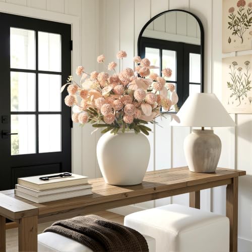 Alupssuc 32 Pcs Beige Faux Silk Mums, Fake Chrysanthemum for Vase