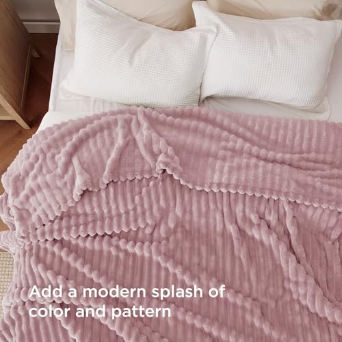 Bedsure Soft Full Size Fleece Blankets for Bed Pink 84"x90"