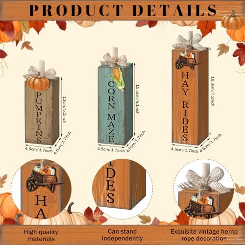 GlikCeil 3 Pcs Fall Table Decoration, Thanksgiving Tiered Tray Decor