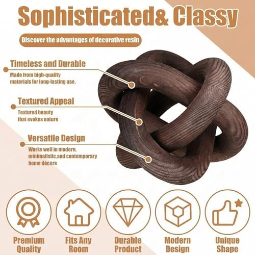 Yalikop 3 Link Wood Knot Decor Rustic Table Shelf Accents, Black Walnut