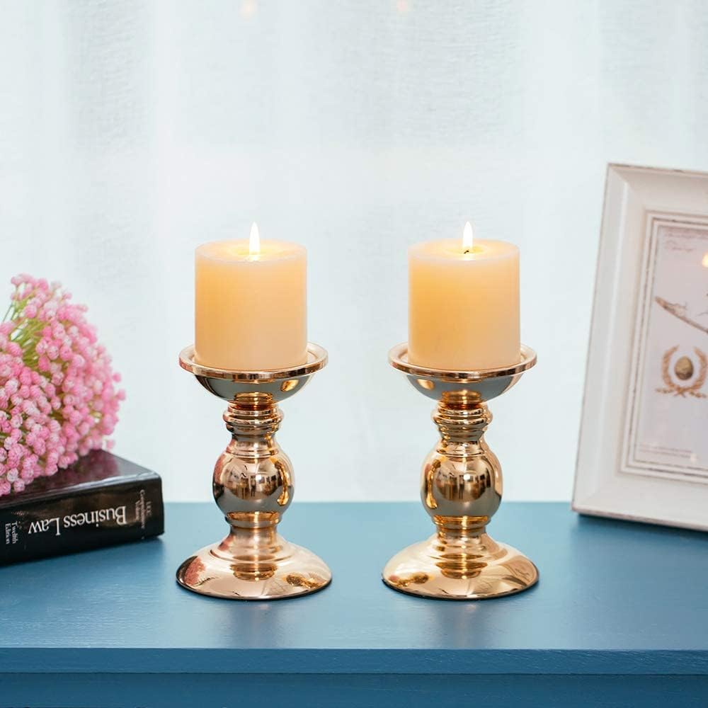 Nuptio Pillar Candle Holders, Wedding Centerpieces Metal Candle Holder Candles Stand Decoration Ideal for Weddings