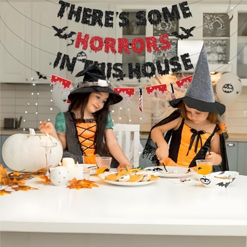 There's Some Horrors in This House Banner, Halloween Party Decorations