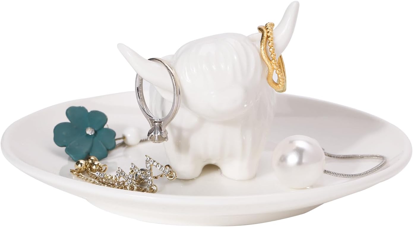 Highland Cow Ring Holder Dish Unique Ceramic jewelry Dish Tray Home Decor / Highland Cow Ceramic