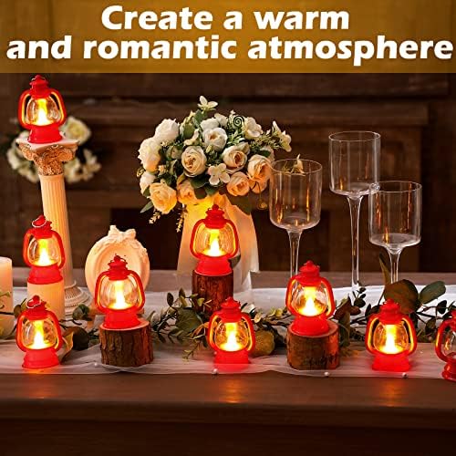 Ferraycle 12 Pcs Mini Lanterns Bulk 4 Inch Red Lamp Table Centerpieces