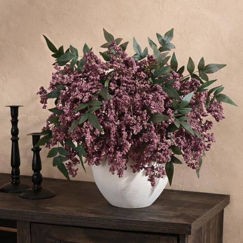 12Pcs 17In Faux Berry Stems, Artificial Nandina Branches Fall Decor