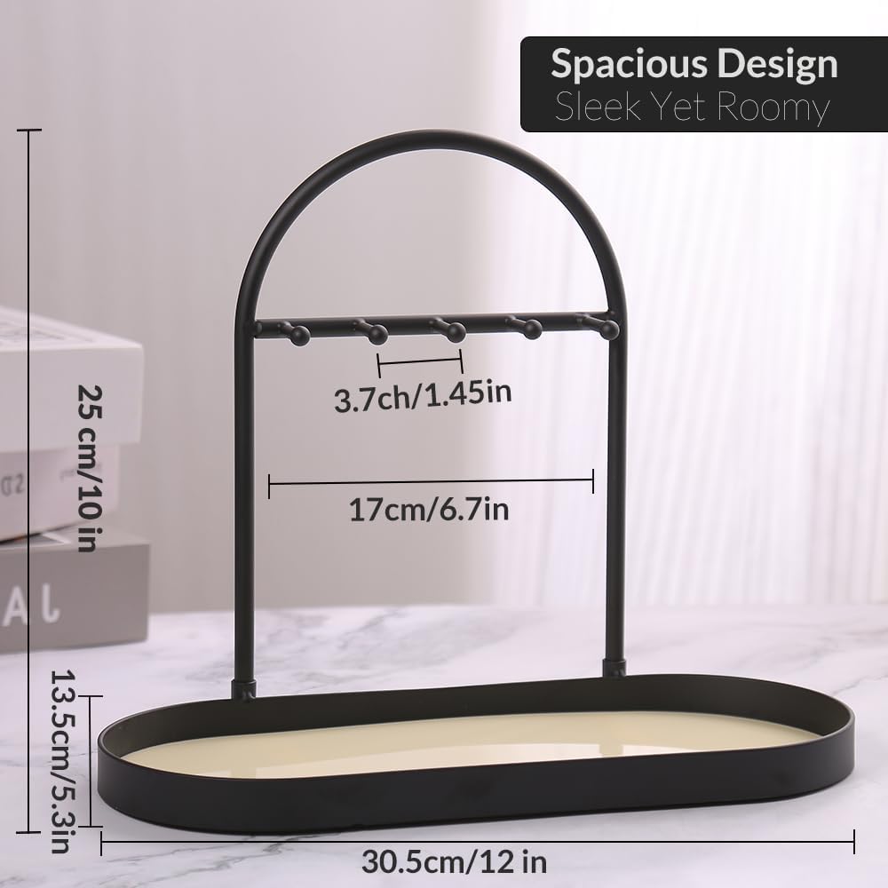 Metal Jewelry Organizer Stand & Key Holder Tray / Matt Creamy