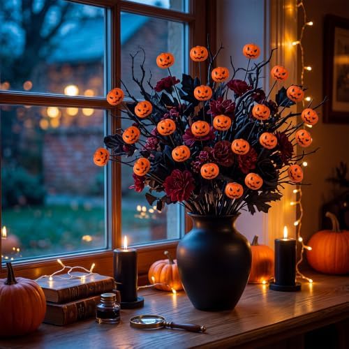 Soulchen 24 Pcs Halloween Spooky Pumpkin Centerpieces Set