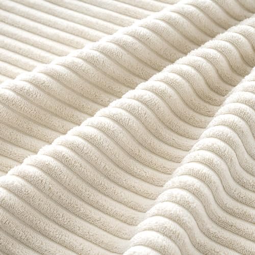 MIULEE Soft Corduroy Decorative Throw Pillow Covers Cream White 18x18