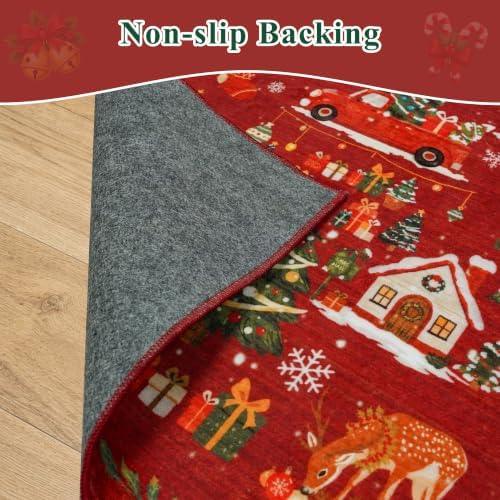 2x3 Christmas Cute Area Rug : Non-Slip Washable Winter Holiday Indoor Doormat Soft Low Pile Decorative Floor Mat for