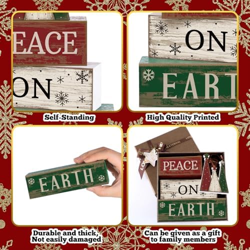 Lineshading 4 Pcs Christmas Table Decoration Wooden Christmas Tree Signs