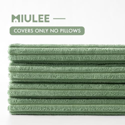 MIULEE Soft Corduroy Decorative Throw Pillow Covers Sage Green 18x18