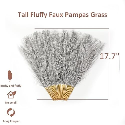 30PCS Silver Faux Pampas Grass 17" for Vase Filler Decor