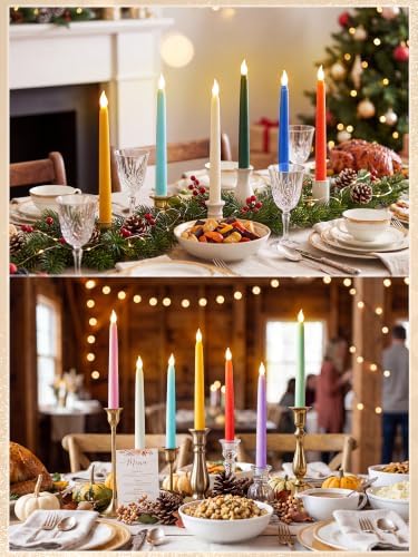 Treela Battery Operated LED Taper Candles,Basic,8 Inch,Pastel
