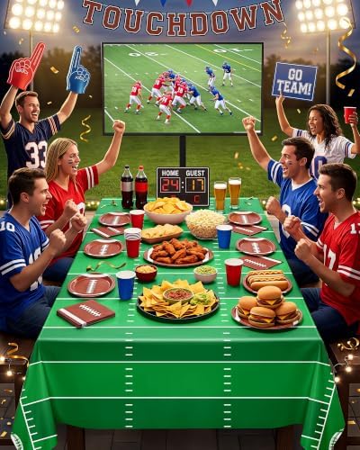 Pureegg Football Plastic Table Cloth Disposable 10 Pack 54x108 Inch