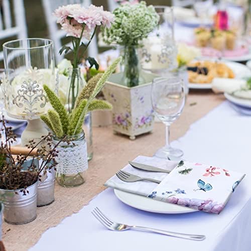 Qeeenar 12 Pcs Hydrangea Spring Floral Cloth Napkins, 20x20 Washable