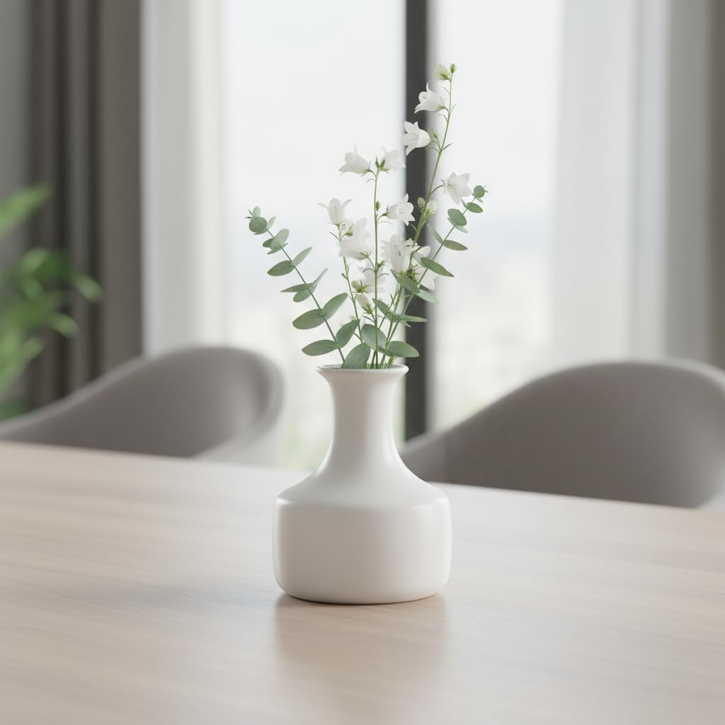 Small Ceramic Vase / White / 7 Inch