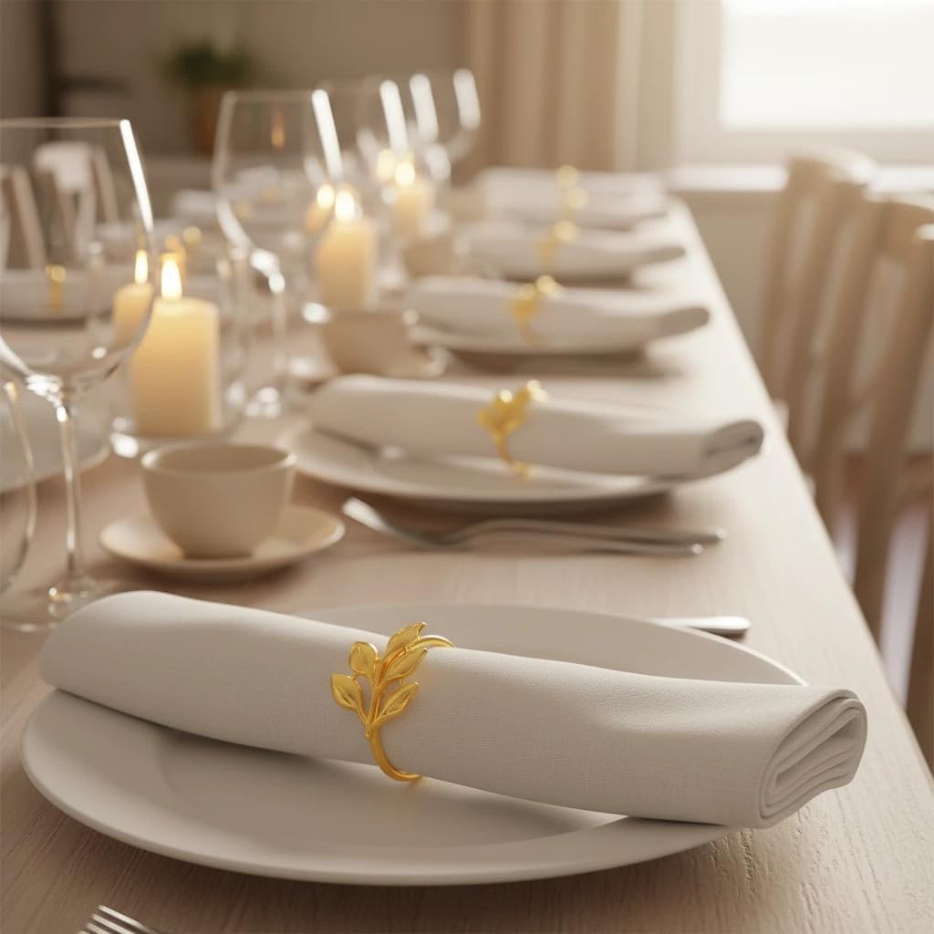 100 Pcs Gold Napkin Rings Bulk Delicate Napkin Holder for Dining Wedding Party Banquet Table Decroration Christmas and