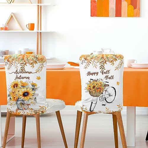 Preboun 6 Fall Chair Covers Thanksgiving Pumpkin Dining Protector
