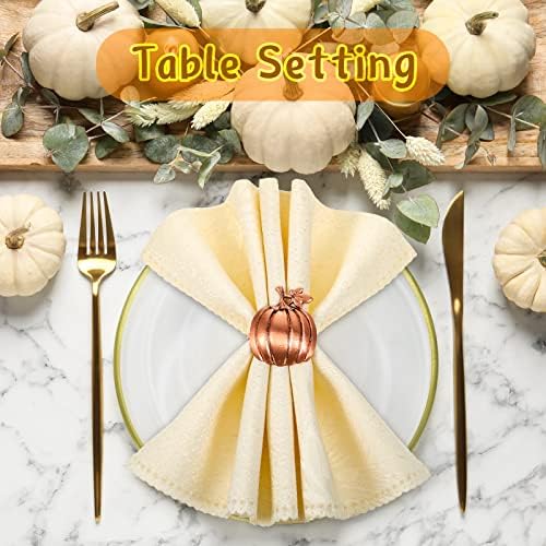Remerry 18 pcsThanksgiving Napkin Rings Set Fall Autumn Metal Holders