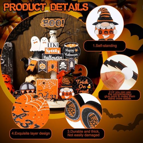 Thyle 15 Pcs Halloween Tiered Tray Decor Set Cute Halloween Decor
