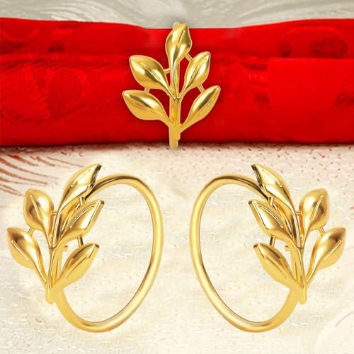 KPOSIYA Gold Napkin Rings Set of 100, Leaf Napkin Holder for Thanksgiving