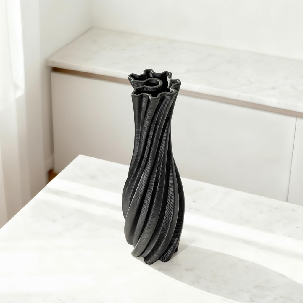 Black Ceramic Decorative Vase / Black-a, 12 Inch