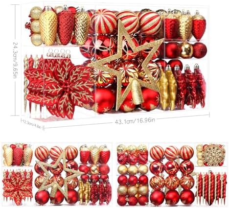 SHareconn 106 PCS Christmas Ball Ornaments for Christmas Tree Decorations