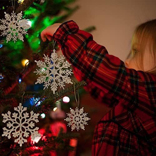 kockuu Glitter Snowflake Ornaments for Christmas Tree Decorations