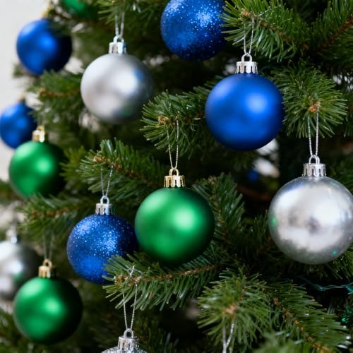 24ct Silvery Christmas Ball - 2.36 Inch Shatterproof Christmas Tree Decoration Ornaments Hanging Ball for Xmas Tree, Holiday, Wedding, Party