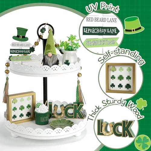 St Patrick's Day Decoration 8 PCS Saint Patty's Day Tiered Tray Decor Set