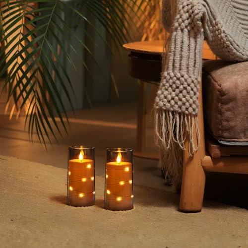 Homemory 3"x6" Flameless Candles, Flickering LED Pillar Candles with Remote