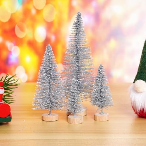 Yookat 40Pcs Artificial Mini Pine Trees Sisal Trees Bottle Brush Trees