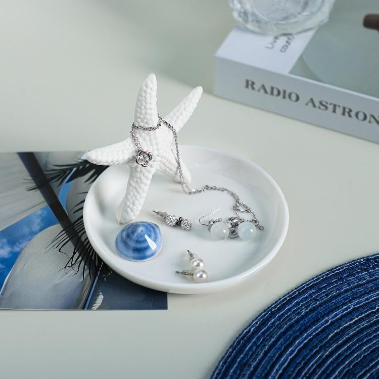Ceramics Starfish Jewelry Tray Ring Trinket Dish Holder