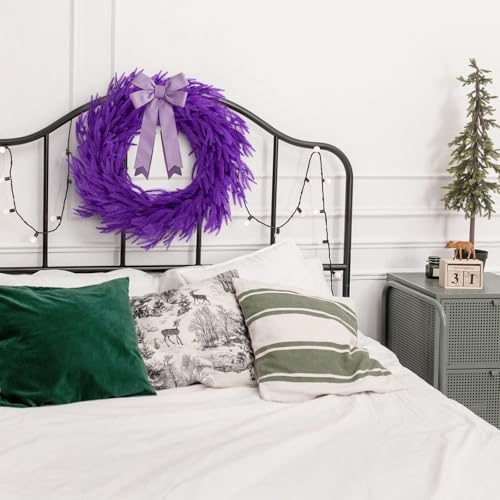 N&T NIETING 9FT Christmas Norfolk Pine Garland Real Touch Artificial Christmas Purple Xmas Garland for Mantle, Table Holiday Fireplace Staircase Indoor Outdoor Halloween Christmas Decorations